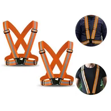 Один размер универсальный высокое Яркость обеспечивающие Безопасность Светоотражающие жилет с поясом Рабочая Эластичный Защитный Жилет на открытом воздухе 2 предмета светоотражающий жилет