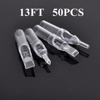 

13FT 50Pcs Disposable Tattoo Tips Flat Magnum 15 Transparent Color Flat Tips Pre-sterilized Short Tattoo Tip Tube