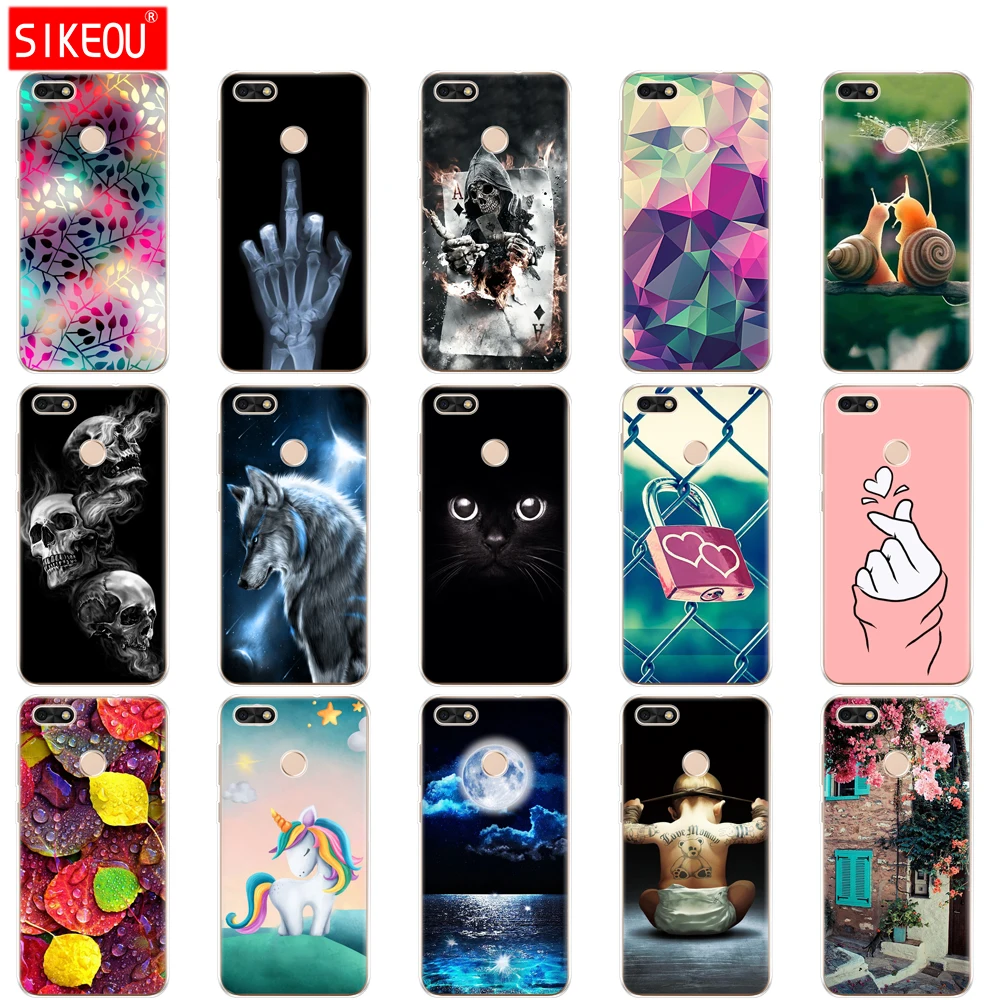 

Silicon for Huawei P9 Lite Mini Case Cover Soft TPU Huawei Nova lite 2017 SLA-L22 Case Back Huawei Y6 Pro 2017 Case Cat flower