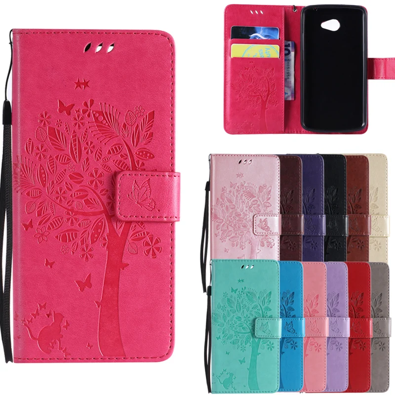 

For LG K5 Phone Case Leather Wallet Flip Cover For LG K5 Case X220 X220ds Butterfly Cat tree 3D Embossed PU Luxury Cover