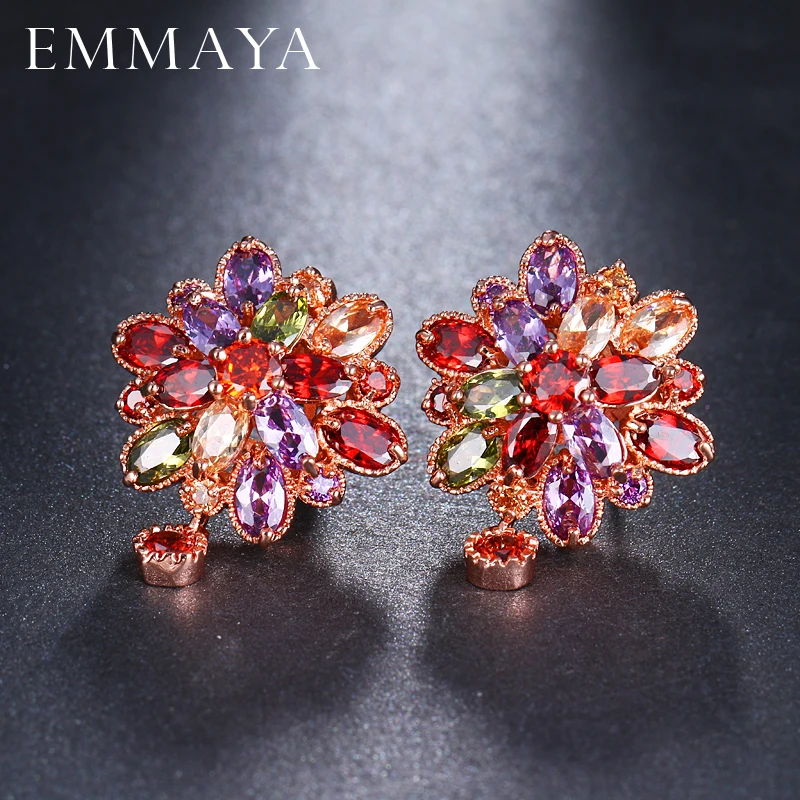 Роскошь emmaya, серьги-гвоздики, AAA Marquise CZ, блестящие серьги-гвоздики в виде цветка с цирконием, женские подарки на день рождения