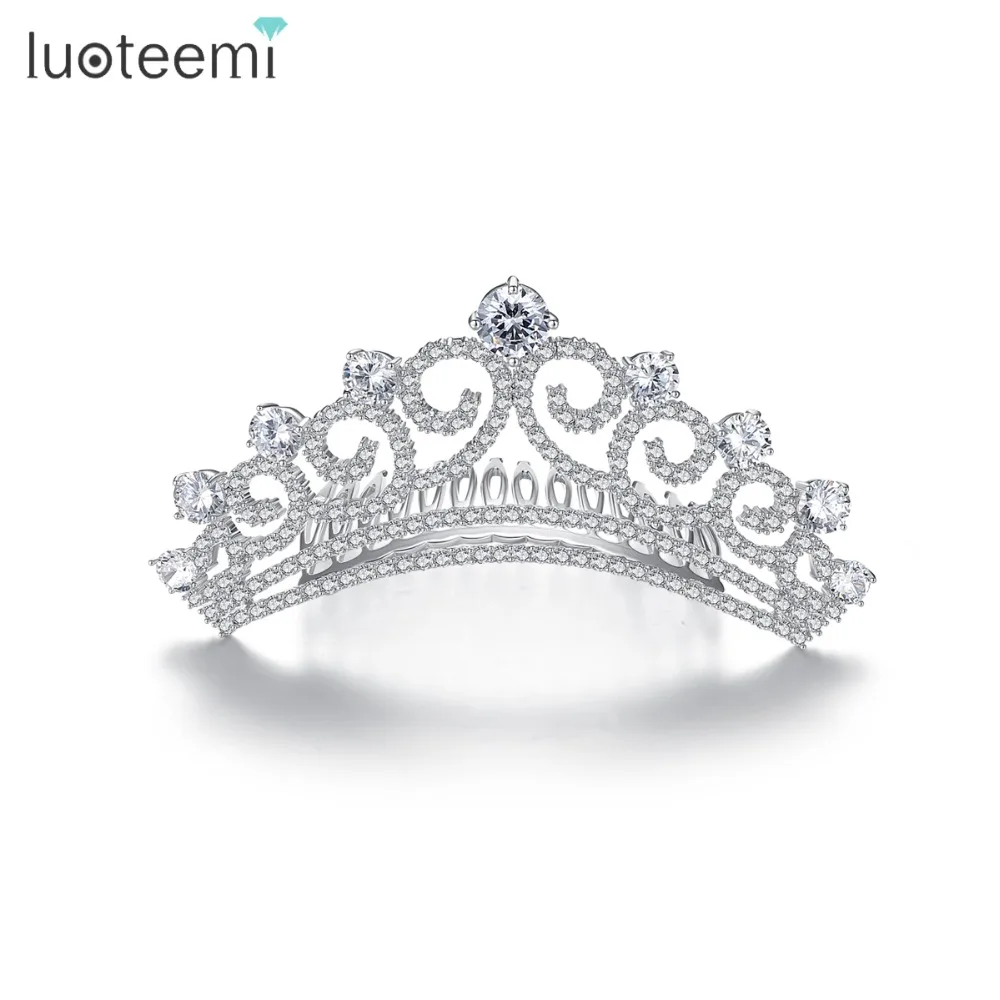 LUOTEEMI Europea Vintage Zircon Crystal Quinceañera Coronas Pageant