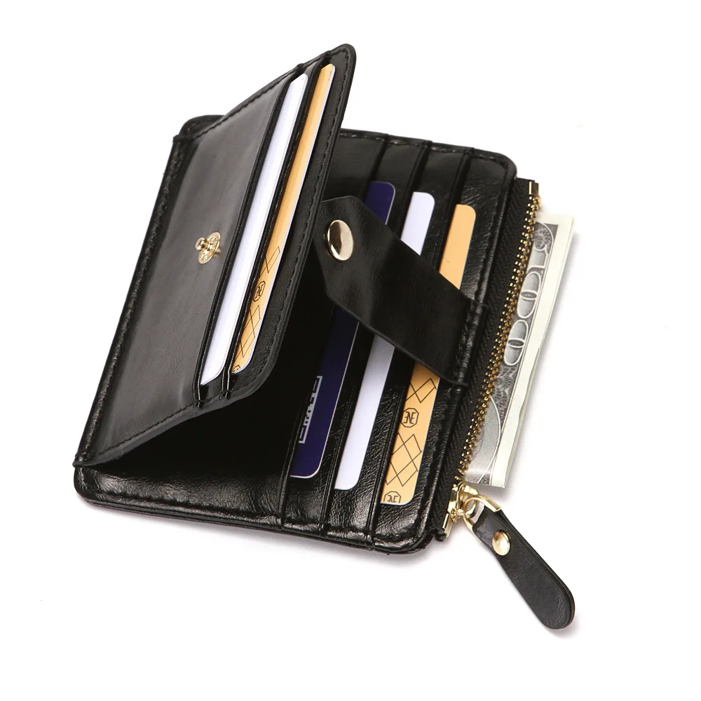 

Men's Wallet Credit Card Zipper Buckle Short Purse Multi-function Creative Money Clip