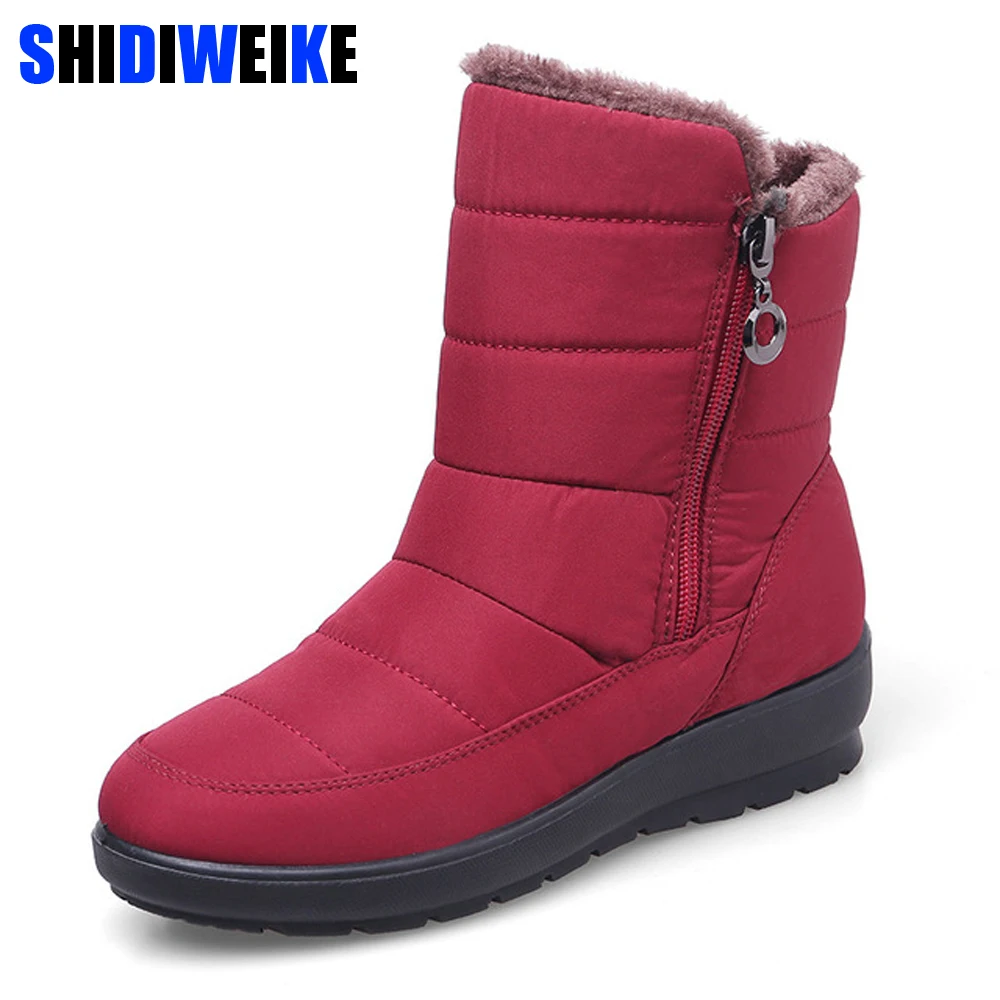 Vente SHIDIWEIKE 2018 La nouvelle non glissement d hiver imperméables bottes plus le coton velours femmes chaussures lumière chaude grande taille 41 42 neige bottes