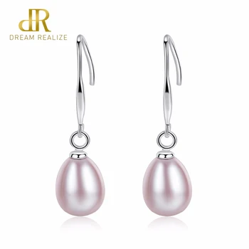 

DR S925 Silver Drop Earrings Accessories For Women Minimalism Design Drop Tear Statement Natural Pearl Symmetrical Eearrings