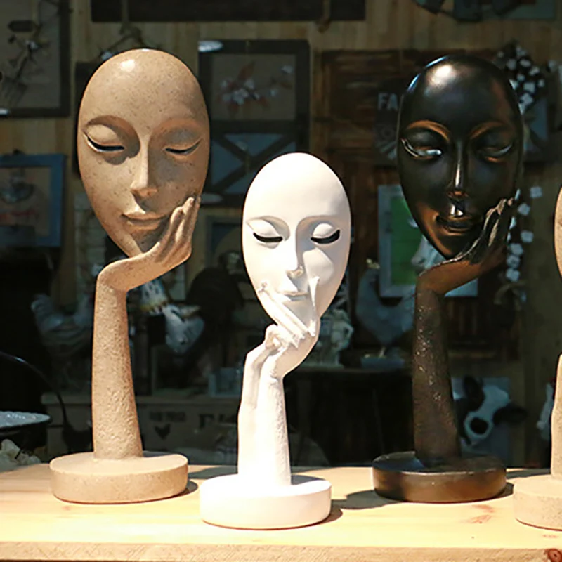 

woman face mask escultura figure abstract crafts creative resin sculpture retro office living room Desktop art decorations