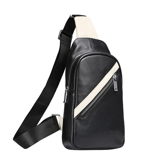 LUENSRO Новинка, мужская сумка из натуральной кожи, повседневная мужская сумка из воловьей кожи, дорожные сумки через плечо, нагрудный пакет, мужские сумки - Цвет: black