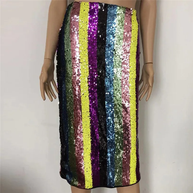 Sequins Skirt Of Women Sexy Patchwork Sequined Split Hem Party High Waist Skirt For Ladies 2019 Fashion Women Skirt R10 (3)