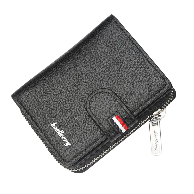 

2019 New Baellerry Men Wallets Purse Leather Vintage Wallet Men Money Bag Credit Card Holder Zipper Male Clutch Coin Pocket W015