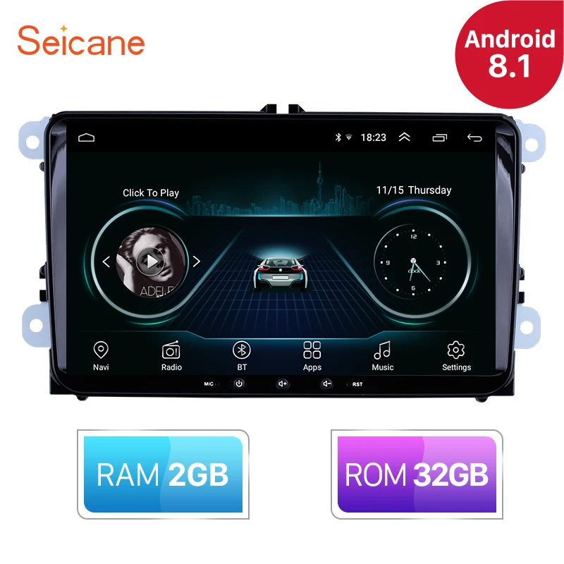 Seicane ram 2 Гб rom 32 ГБ 9 дюймов Android 8,1 автомобильный Радио gps мультимедийный плеер для VW/Volkswagen/Golf/Tiguan/Passat