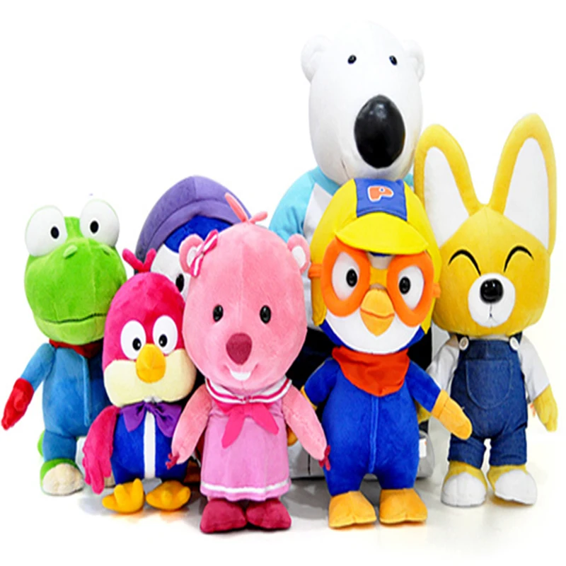 7 шт./лот, корейский Пингвин Пороро и его друзья, плюшевые игрушки, куклы, мягкие игрушки, игрушки для детей, подарки на день рождения