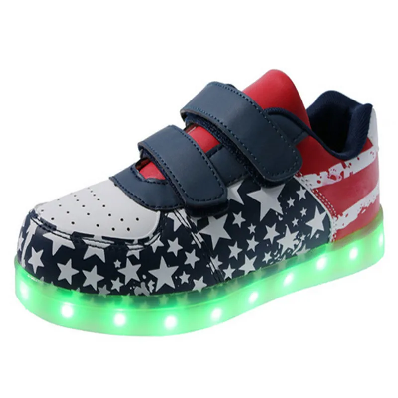Цзянь Диан светящаяся обувь Enfant 25-35 зарядка через usb Led Детская обувь Light Up Kids Повседневная обувь мальчиков и девочек Flash светящиеся кроссовки