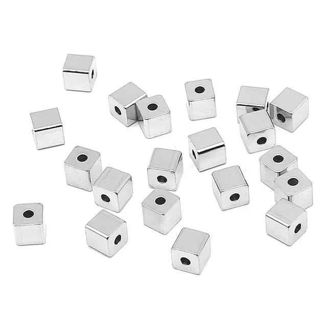 50pcs 3/4/5/6mm Square Shape Stainless Steel Spacer Beads For Jewelry