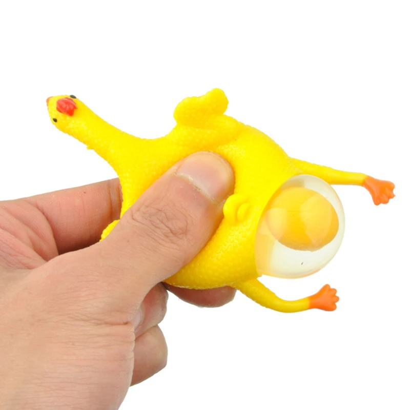 Novelty Yellow Chicken Laying Egg Keychains Sticky Venting Prank Mischievous Spoofing Mood Squeeze Relief Gift Key Chain Keyring | Украшения