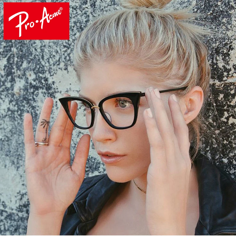 Pro Acme Vintage Inspired Classic Cat Eye font b Sunglasses b font Women Fashion Clear Lens