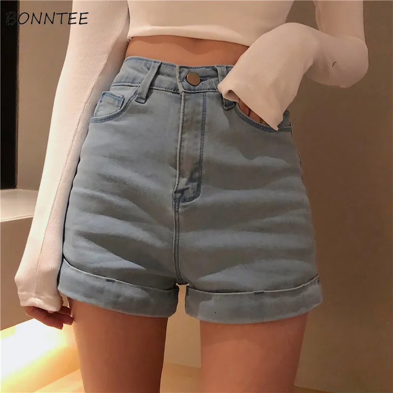 

Shorts Women Elegant Leisure Simple Retro Slim Breathable Daily Womens Denim Short High Waist Ulzzang Korean Style Summer Ladies