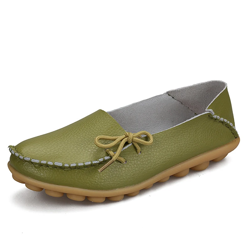 Женские туфли на плоской подошве; коллекция года; Модные дышащие мягкие женские лоферы на плоской подошве из искусственной кожи; домашняя обувь - Цвет: Grass green