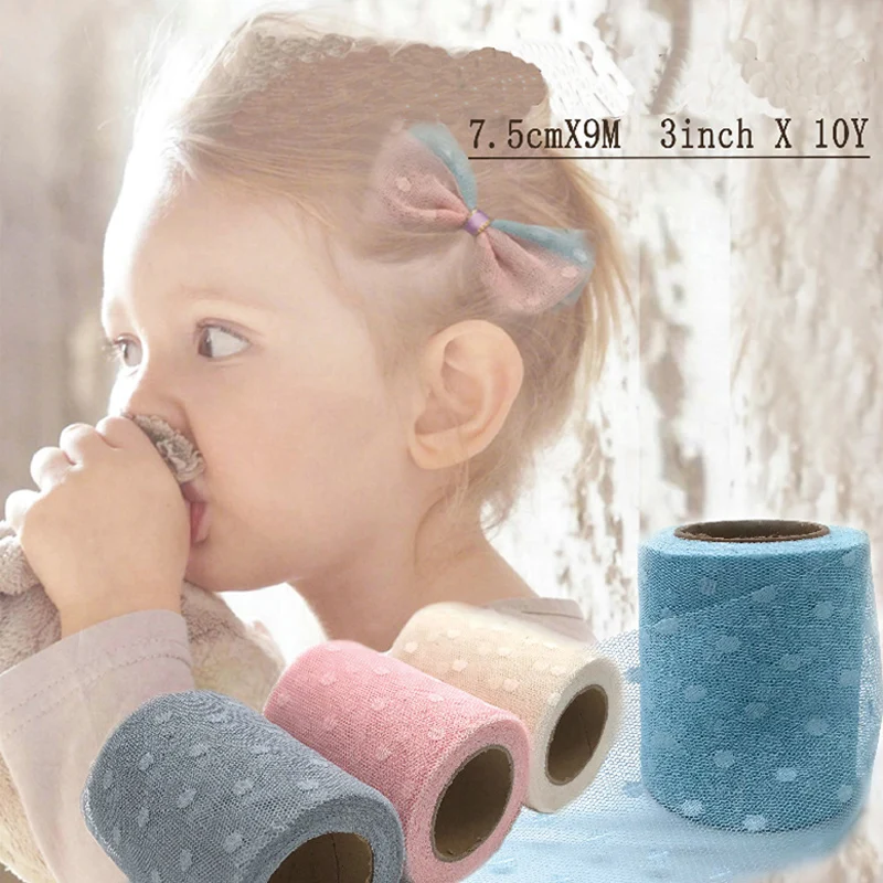 

7.5cm Dot Tulle Roll Organza Tutu Fabric Baby Shower Party Supplies DIY Hair Bows Handmade Materials 10Yards/roll 3"