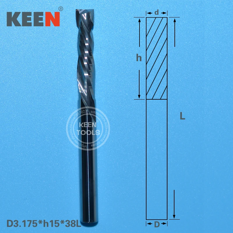 

1/8mm Tungsten Carbide Up and Down CUT Drill Bits 3.175*15MM Two Flutes Spiral Endmill End Mill Router Bit