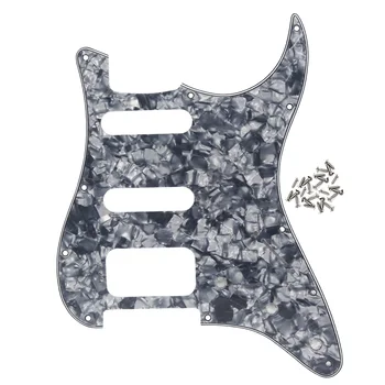 

FLEOR 4Ply Grey Pearl Guitar Pickguard SSH HSS Scratch Plate with Screws for 11 Hole Electric Guitar Accessories