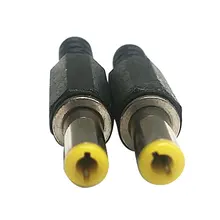 Nuovo 6Pcs Hot 5.5mm x 2.5mm DC spine di alimentazione connettori a barilotto maschio nero e giallo