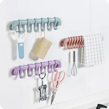 

31.5*6.8cm Wall Hook Plastic Storage Rack Kitchen Racks Bathroom Organizer Pink Towel Hanger Suction Cups Multi-purpose Hooks