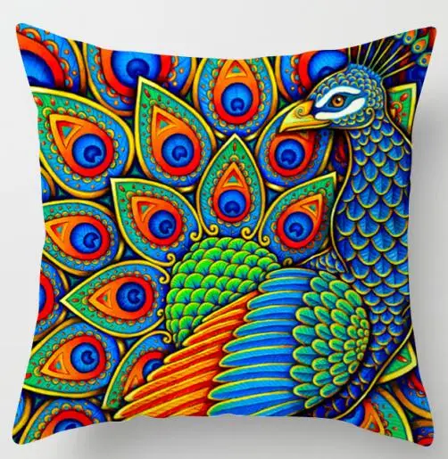 Красочная полиэфирная наволочка с изображением перьев павлина перо декоративная наволочка для подушки диван/Автомобильная подушка - Цвет: DRD42-6