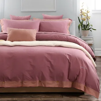 

100% Cotton Sanding Violet 4 Piece Simple Home 1 Duvet Cover Set with 1 Flat sheet 2 Pillow cases