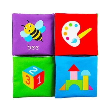

4pcs/set Soft Cloth Books for Baby Educational Learning Color Shape Words Number Intelligence Development Toddler Toys