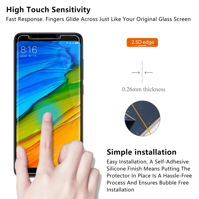 2 шт. Защитная пленка для экрана для Xiaomi Redmi 5 Защитная пленка из закаленного стекла HD для Xiaomi Redmi 5 Plus защитное стекло