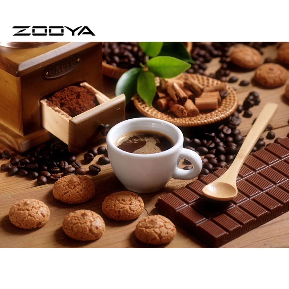 

ZOOYA Coffee Cup Pattern Diamond Embroidery DIY Diamond Embroidery Painting Full Drilling Pattern Rhinestones Decoration AT1491