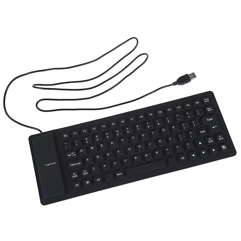 Гибкая Складная USB клавиатура медицинская моющаяся черная сильная и бесшумная клавиатура - Цвет: Black