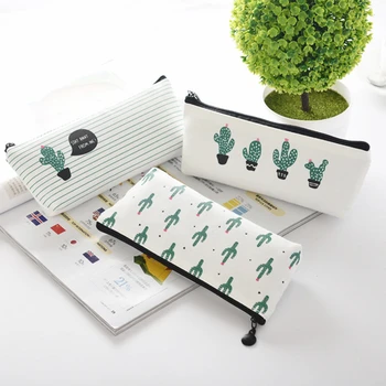 

Cute Cartoon Cactus Pencil Case For Girls Boys Kawaii Stationery Canvas Bag School Supplies Simple Plant Pen Box Student Gift