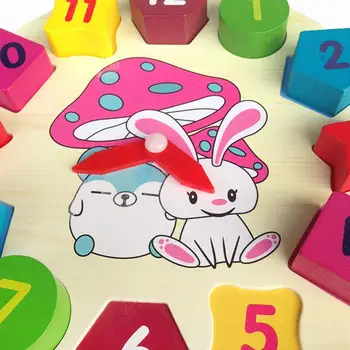 

Wooden Rabit Clock Early Educational Chidren Toy Baby Gifts Interactive Playset