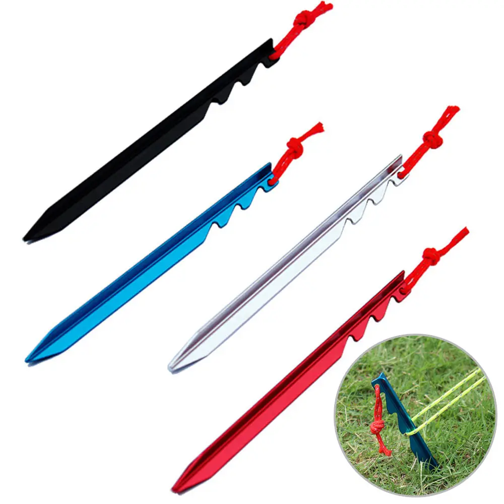 

10pcs Solid Tent Pegs 18cm Aluminum Tent Stake with Rope Outdoor Tent Nail Peg Tent Accessories Equipment Light Weight