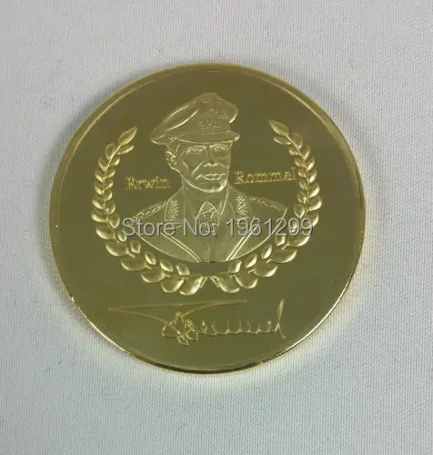 1 Oz999 Золотой плакированный монета Commander Erwin Rommel монета с военной символикой, 20 шт./лот на заказ немецкая монета