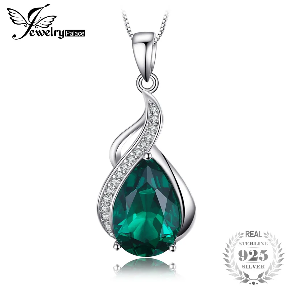 Jewelrypalace 2.8ct pearcreated изумруд Подвески стерлингового серебра 925 Новый Ювелирные