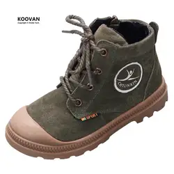 Koovan/Обувь для детей Новинка весны 2017 года дети кожаные ботинки Martin для маленьких мальчиков и девочек ботинки Анти Удар студентов обувь
