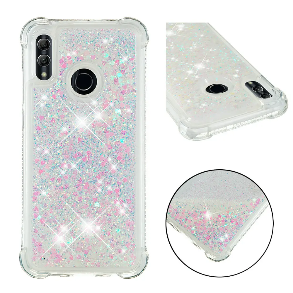 

Shining quicksand TPU anti-fall Love Heart phone case is suitable for Huawei Honor 10 Lite