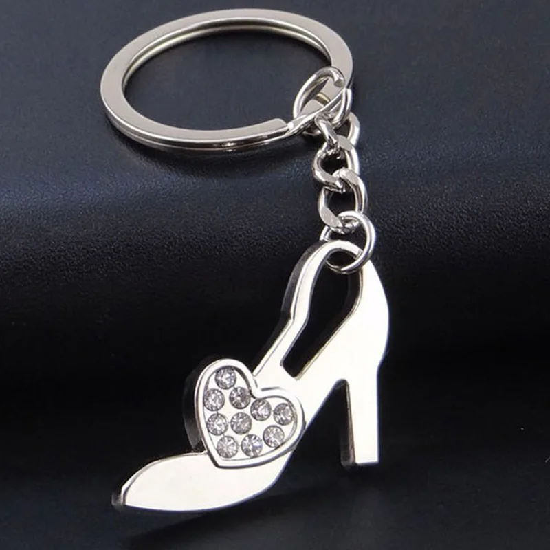 100pcs free shipping fashion fancy metal high heel shoes keychain car
