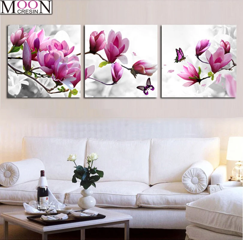 

MOONCRESIN DIY 5D Diamond Painting Cross Stitch Orchids Flowers Diamond Mosaic Square Drill DIY Diamond Embroider Decoration Kit