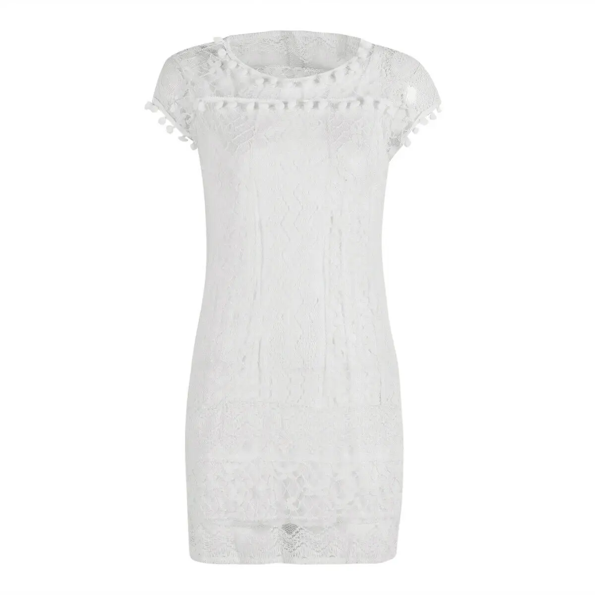 Boho женское белое кружевное мини короткое платье с круглым вырезом Женская мода без рукавов кружевная кисточка различные модели