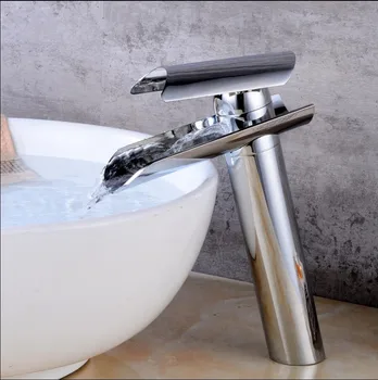 

Chrome Basin Faucet Waterfall Faucet Bathroom Faucet Bathroom Basin Mixer Tap with Hot and Cold Water crane