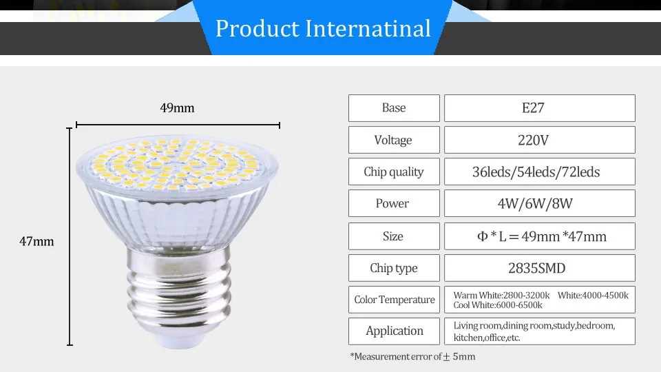 Стеклянный Светодиодный прожектор GU10 MR16 E27 светодиодный rgb led лампочки 220 V 8 W 6 W 4 W светодиодный светильник GU 10 GU5.3 SMD2835 lampadine люстра в форме свечи освещения