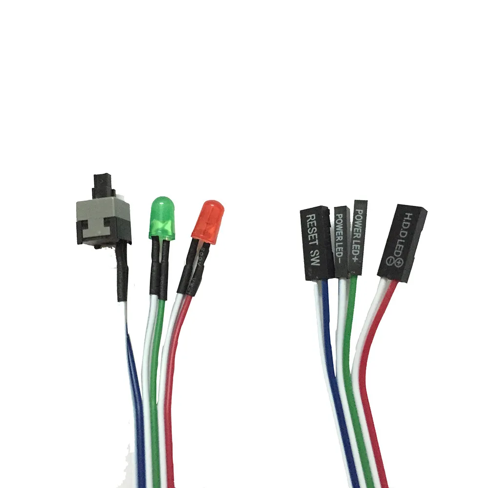 

50CM Slim ATX PC Compute Motherboard Power Cable Original 2 Switch On/Off/Reset with LED Light Replacement q70