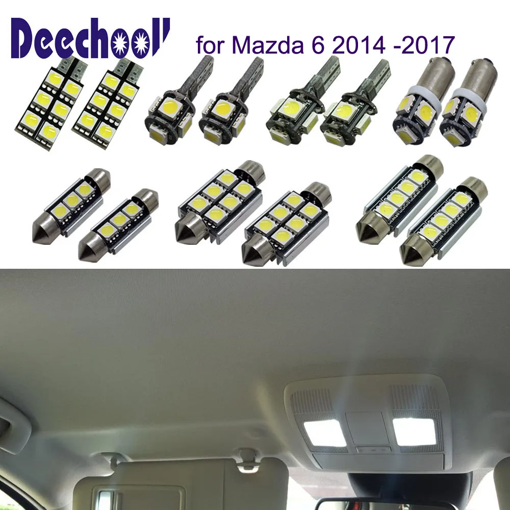 deechooll 14pcs Car LED Light for Mazda 6 2014 up ,White Interior