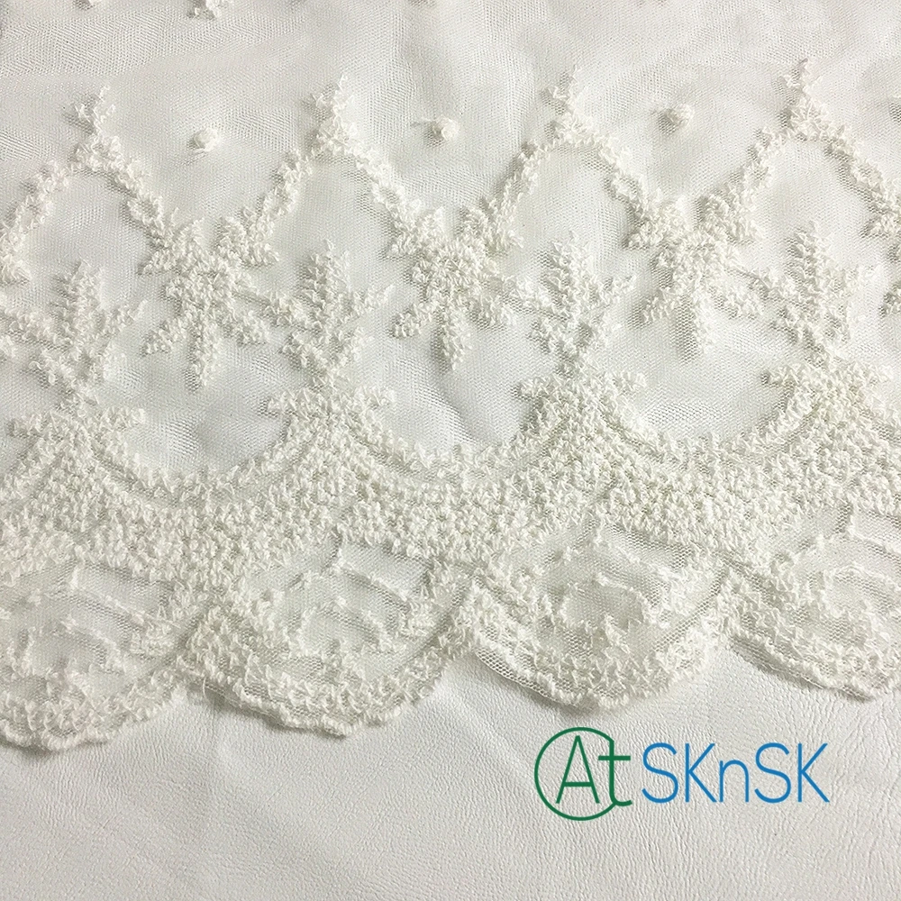 Hotsale 300 yards/lot 30cm wide white star floral embroidered fashion