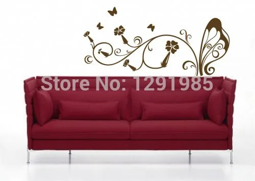 Free Shipping Butterfly with Flower DIY Removable PVC Wall font b Sticker b font Home Decor