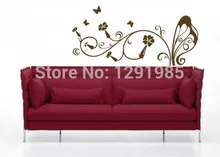Free Shipping Butterfly with Flower DIY Removable PVC Wall Sticker Home Decor Decals custom made home decoration fashion Poster