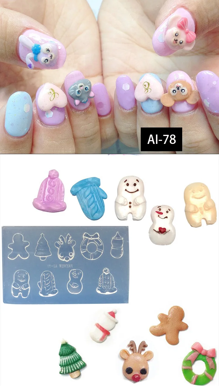 1 шт рождественские 3D акриловые формы для украшения ногтей Дизайн ногтей Хэллоуин Силиконовые шаблоны для дизайна ногтей декорированные формы для печенья